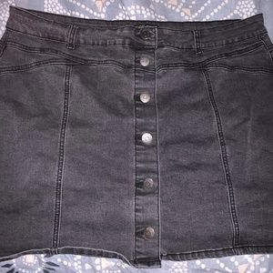 Faded black Denim Button Down Skirt